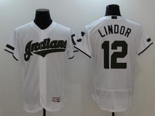 Cleveland indians 12 Francisco Lindor Flexbase Baseball Jersey White