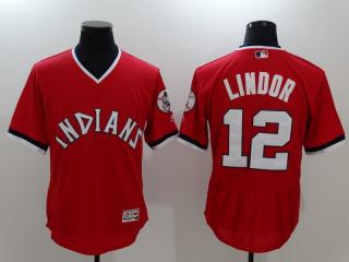 Cleveland indians 12 Francisco Lindor Flexbase Baseball Jersey Red