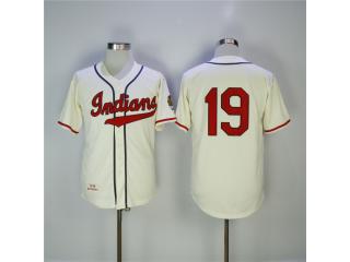 Cleveland indians 19 Bob Feller Baseball Jersey Beige Retro