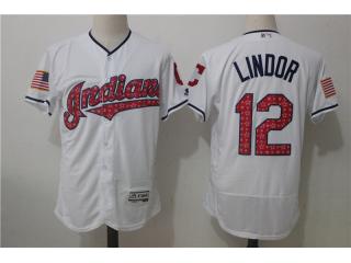 Cleveland indians 12 Francisco Lindor Flexbase Baseball Jersey White star