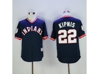Cleveland indians 22 Jason Kipnis Baseball Jersey Navy Blue Retro