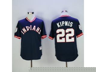 Cleveland indians 22 Jason Kipnis Baseball Jersey Navy Blue Retro