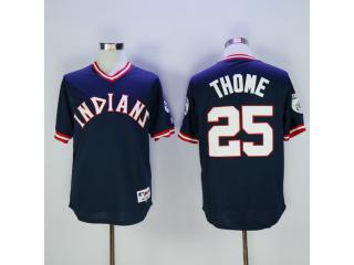 Cleveland indians 25 Jim Thome Baseball Jersey Navy Blue Retro