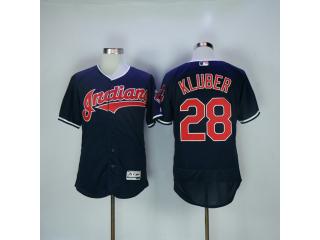 Cleveland indians 28 Corey Kluber Flexbase Baseball Jersey Navy Blue