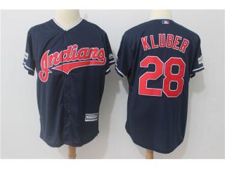 Cleveland indians 28 Corey Kluber Baseball Jersey Navy Blue Fan version