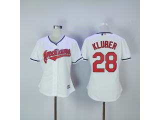 Women Cleveland indians 28 Corey Kluber Baseball Jersey White