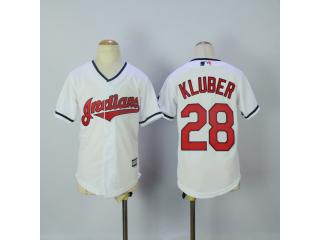 Youth Cleveland indians 28 Corey Kluber Baseball Jersey White