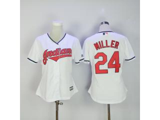 Women Cleveland indians 24 Andrew Miller Baseball Jersey White