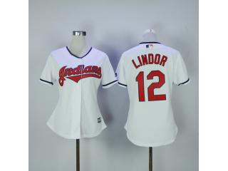 Women Cleveland indians 12 Francisco Lindor Baseball Jersey White