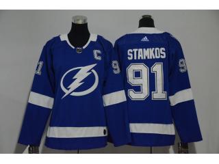 Women Adidas Tampa Bay Lightning 91 Steven Stamkos Ice Hockey Jersey Blue