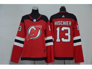 Women Adidas New Jersey Devils 13 Nico Hischier Ice Hockey Red