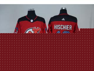 Adidas New Jersey Devils 13 Nico Hischier Ice Hockey Red National flag