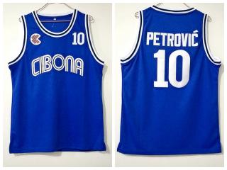 Croatia Cibona 10 Drazen Petrovic League bideluoweiji blue jersey