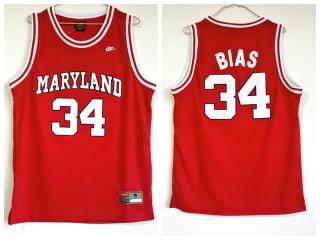 NCAA University of Maryland 34 Glenn bayas BIAS red new jersey fabric embroidery