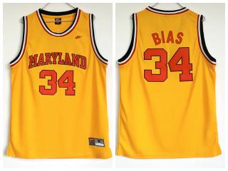 NCAA University of Maryland 34 Glenn bayas BIAS Yellow new jersey fabric embroidery
