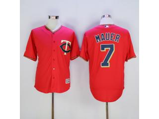 Minnesota Twins 7 Joe Mauer Baseball Jersey Red Fan version