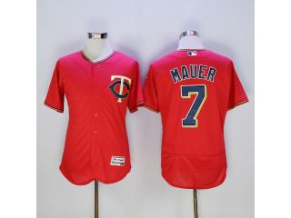 Minnesota Twins 7 Joe Mauer Flexbase Baseball Jersey Red