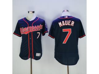 Minnesota Twins 7 Joe Mauer Flexbase Baseball Jersey Navy Blue