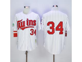 Minnesota Twins 34 Kirby Puckett Baseball Jersey White Retro