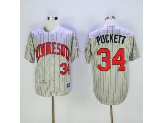 Minnesota Twins 34 Kirby Puckett Baseball Jersey Gray Retro