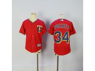 Youth Minnesota Twins 34 Kirby Puckett Baseball Jersey Red