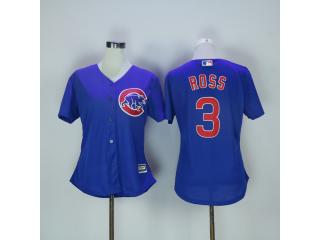 Women Chicago Cubs 3 David Ross Baseball Jersey Blue