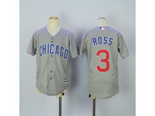 Youth Chicago Cubs 3 David Ross Baseball Jersey Gray