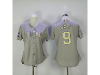 Women Chicago Cubs 9 Javier Baez Baseball Jersey Gray Champion Edition