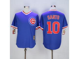 Chicago Cubs 10 Ron Santo Baseball Jersey Blue sleeve head Retro