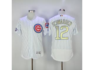Chicago Cubs 12 Kyle Schwarber Flexbase Baseball Jersey White Champion Edition
