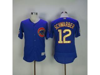 Chicago Cubs 12 Kyle Schwarber Flexbase Baseball Jersey Blue Champion Edition