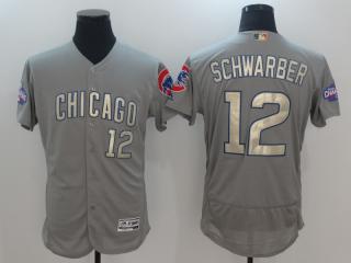 Chicago Cubs 12 Kyle Schwarber Flexbase Baseball Jersey Gray Champion Edition