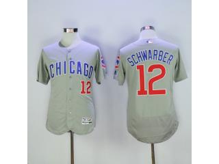 Chicago Cubs 12 Kyle Schwarber Flexbase Baseball Jersey Gray