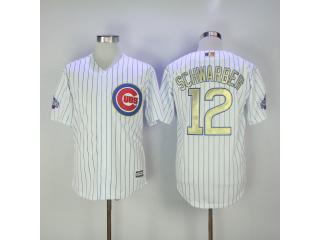 Chicago Cubs 12 Kyle Schwarber Baseball Jersey White Champion fans