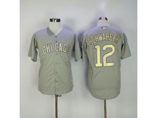 Chicago Cubs 12 Kyle Schwarber Baseball Jersey Gray Champion fans