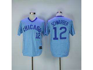 Chicago Cubs 12 Kyle Schwarber Baseball Jersey Blue Retro