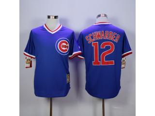 Chicago Cubs 12 Kyle Schwarber Baseball Jersey Blue Retro