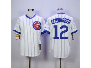 Chicago Cubs 12 Kyle Schwarber Baseball Jersey White Retro
