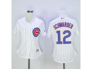 Women Chicago Cubs 12 Kyle Schwarber Baseball Jersey White
