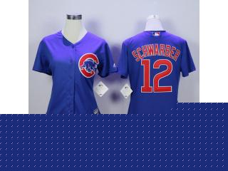 Women Chicago Cubs 12 Kyle Schwarber Baseball Jersey Blue