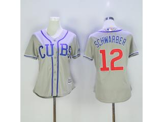 Women Chicago Cubs 12 Kyle Schwarber Baseball Jersey Gray
