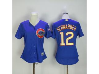 Women Chicago Cubs 12 Kyle Schwarber Baseball Jersey Blue Champion