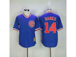 Chicago Cubs 14 Ernie Banks Baseball Jersey Blue Retro