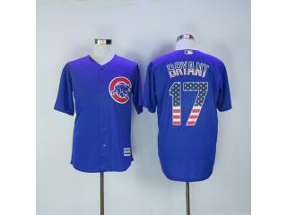 Chicago Cubs 17 Kris Bryant Baseball Jersey Blue National flag