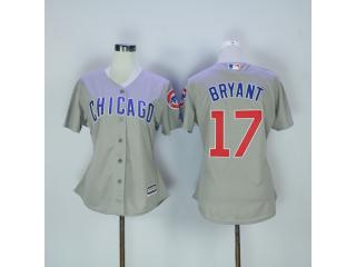Women Chicago Cubs 17 Kris Bryant Baseball Jersey Gray