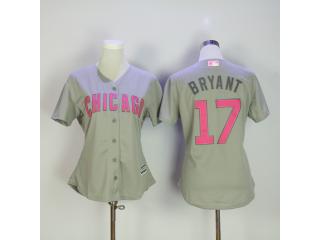 Women Chicago Cubs 17 Kris Bryant Baseball Jersey Gray Mother's Edition