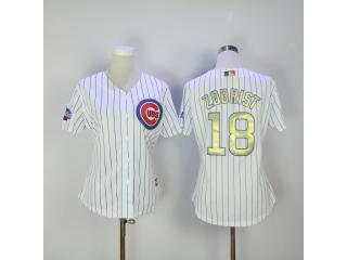 Women Chicago Cubs 18 Ben Zobrist Baseball Jersey White Champion