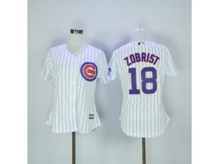 Women Chicago Cubs 18 Ben Zobrist Baseball Jersey White