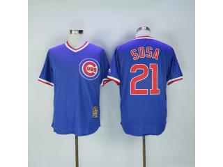 Chicago Cubs 21 Sammy Sosa Baseball Jersey Blue Retro Fans