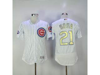 Chicago Cubs 21 Sammy Sosa Flexbase Baseball Jersey White Champion Edition